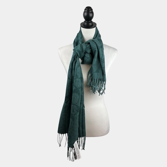 COACH Signature Logo C Scarf Muffler Wool Silk Angora Blend Turquoise F39703 NEW - Picture 2 of 7